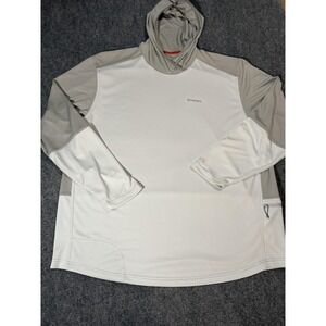Simms Hoodie Shirt Mens 3XL White Gray SolarFlex Cooling UPF 50 Fishing Sun